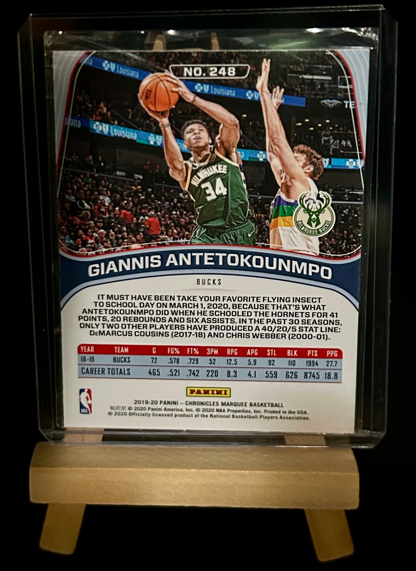 2019-20 Panini Chronicles Marquee Basketball Giannis Antetokounmpo Silver Parallel Card