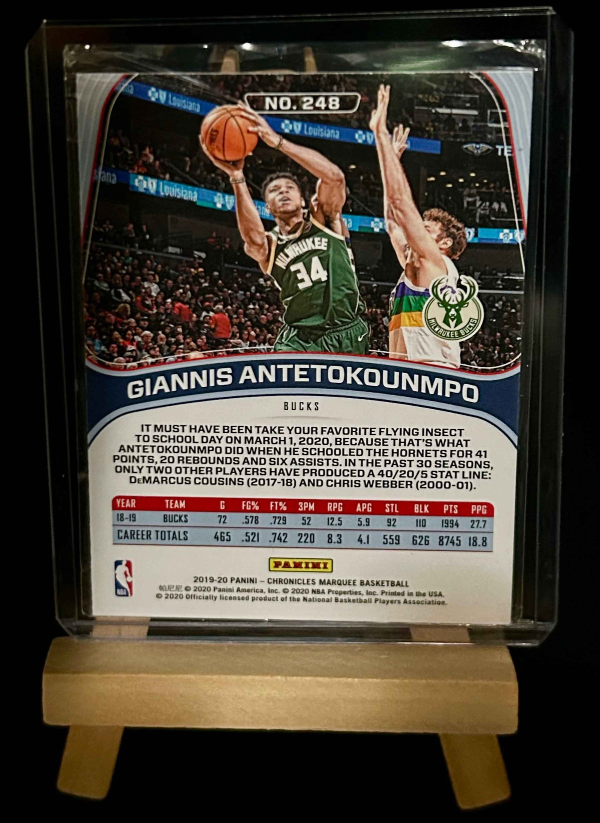 2019-20 Panini Chronicles Marquee Basketball Giannis Antetokounmpo Silver Parallel Card