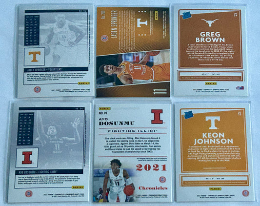 2021 Panini Chronicles Six card Parallel lot