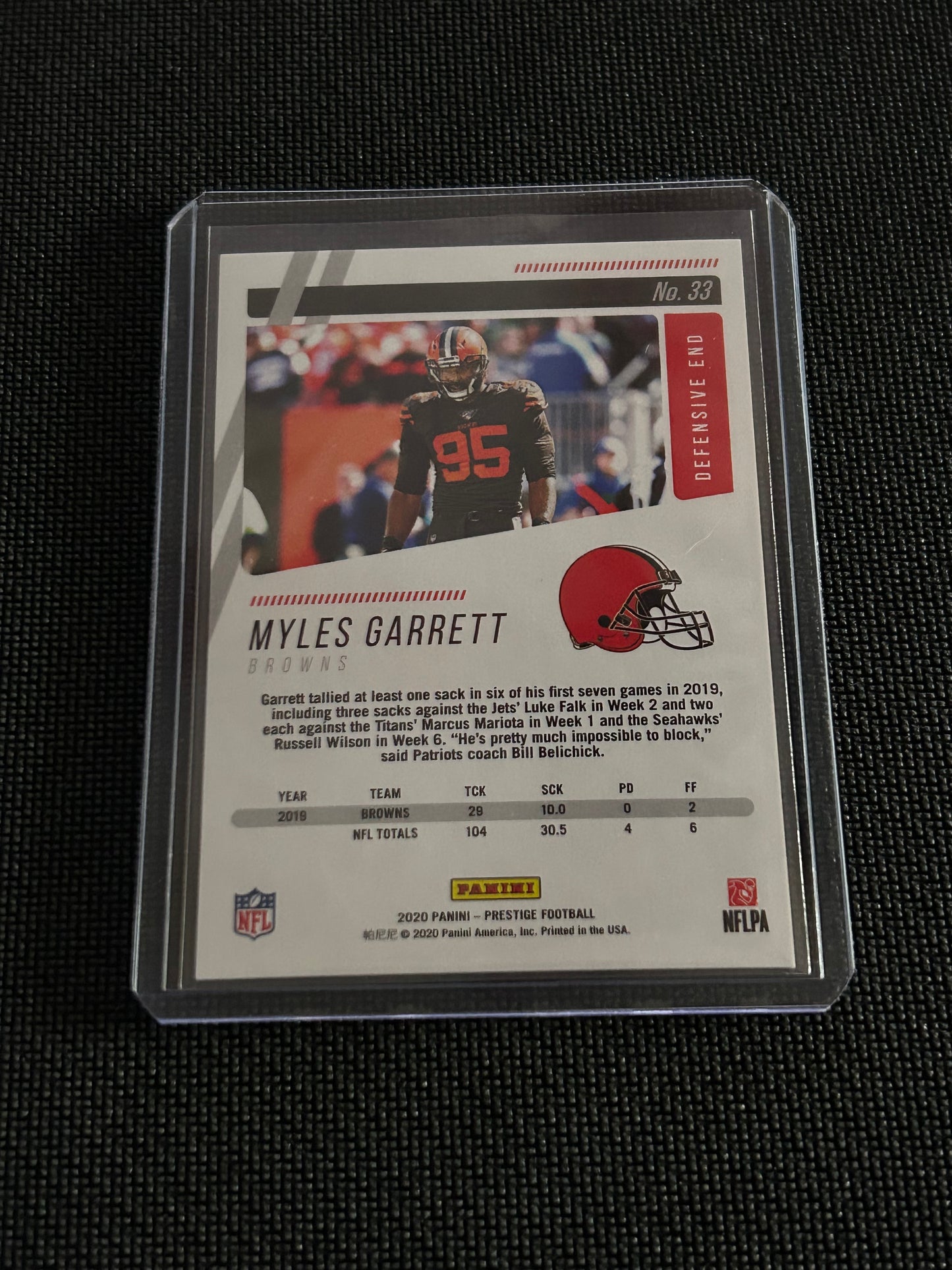 2020 - Panini Prestige Football Myles Garrett Xtra Points Gold Numbered 24/75
