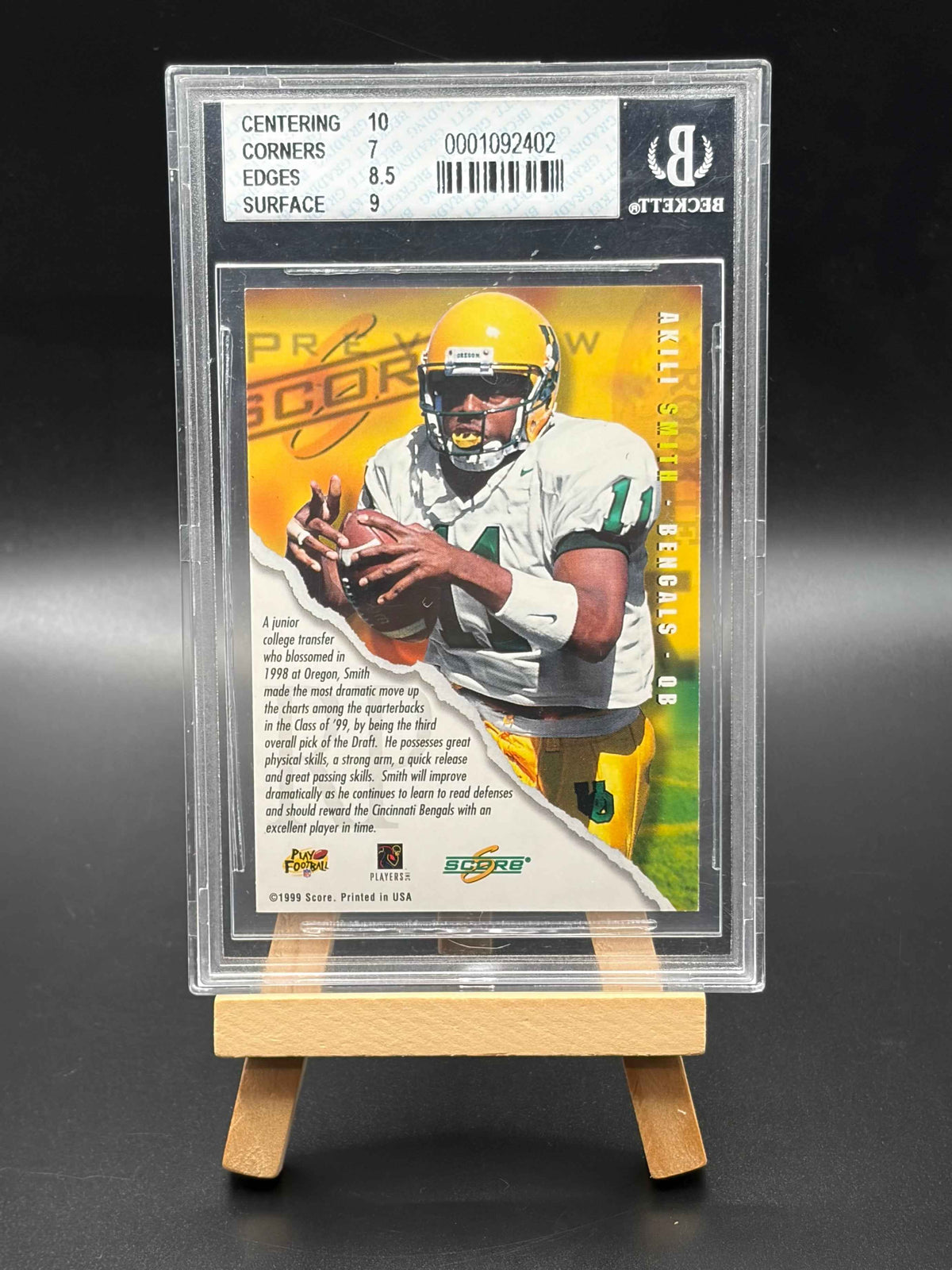 2001 Score Originals – 1999 Score Rookie Preview #44 Akili Smith Autograph Graded BGS 7.5