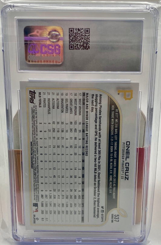 2022 Topps O’Neil Cruz Rookie Card Graded 9