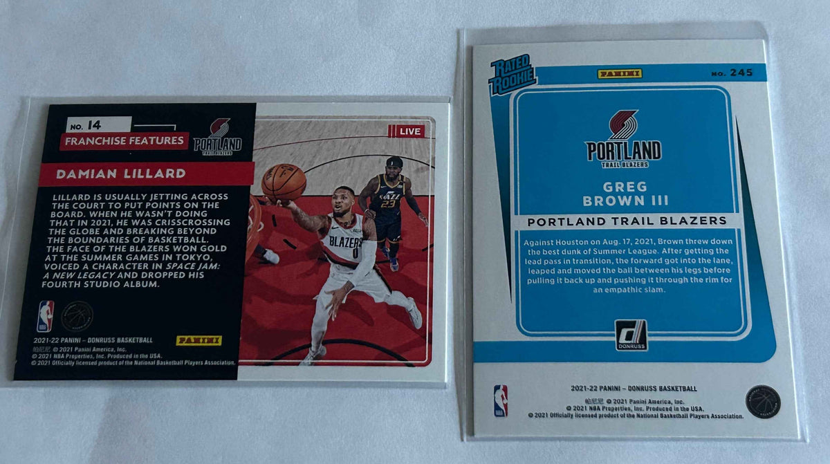 2021-2022 Panini Donruss Basketball two card Portland Trail Blazers lot