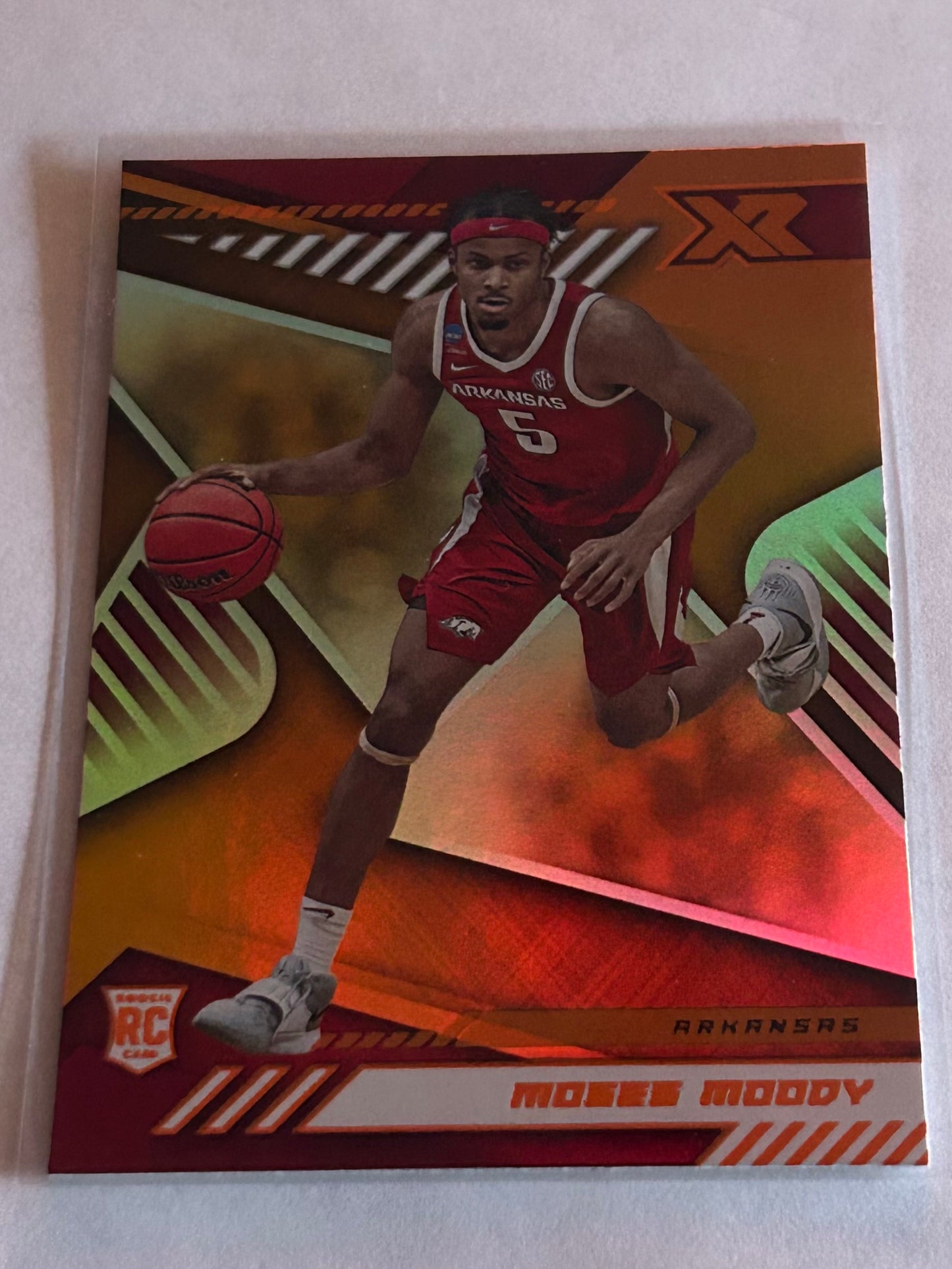 2021 Moses Moody Chronicels XR Draft Picks Orange Parallel Rookie Card