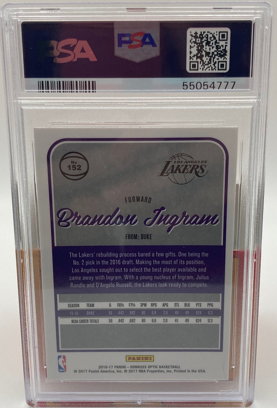 Brandon Ingram Panini Optic PSA Graded 9