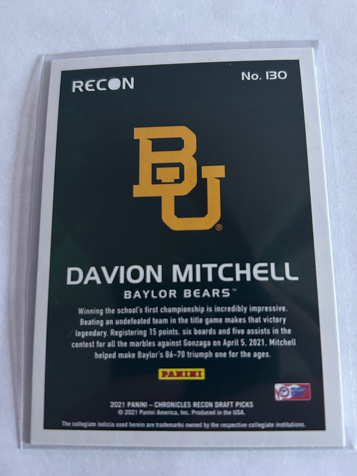 2021 Panini Chronicles Recon Draft Picks Davion Mitchell