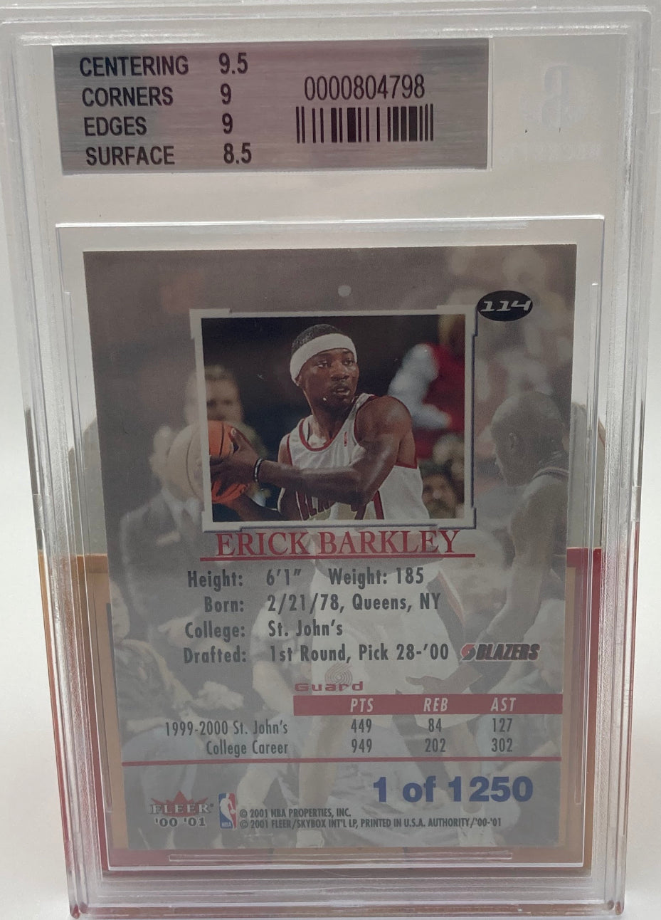 2001 Fleer Erick Barkley Graded 9 Rookie Card