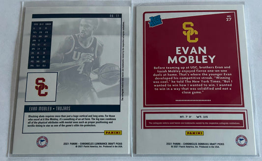 2021 Evan Mobley Panini Two Card Rookie Bronze Parallel Lot