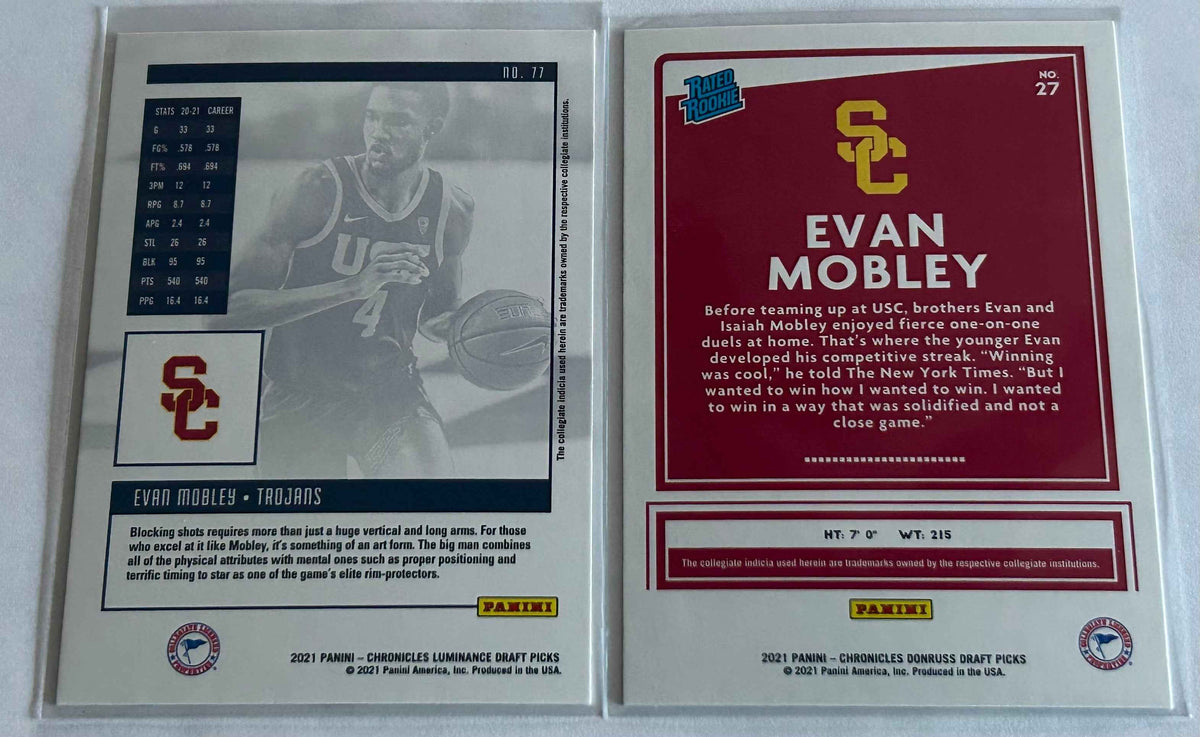 2021 Evan Mobley Panini Two Card Rookie Bronze Parallel Lot