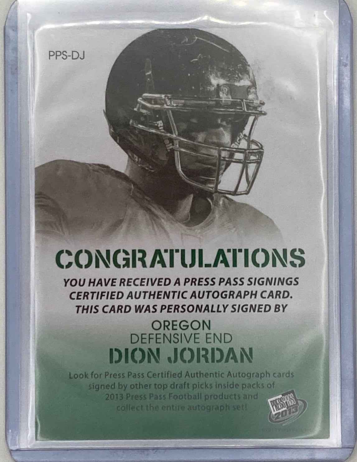 2013 Press Pass Dion Jordan Autographed.