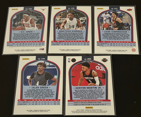 2020-2021 Panini - Chronicles Marquee Basketball 5 card lot