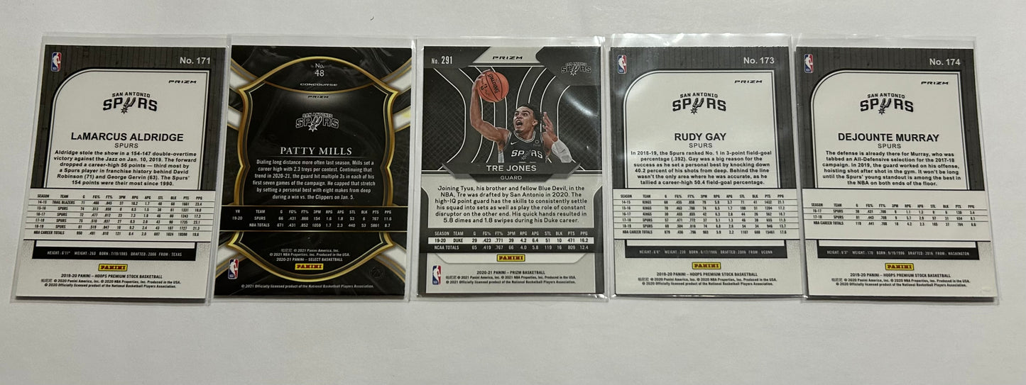 San Antonio Spurs 5 Card Parallel Basketball Lot #3