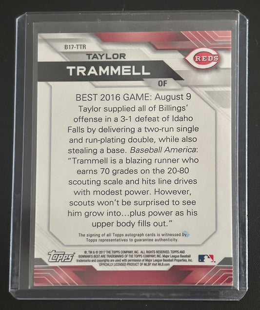 2017 Bowman’s Best Taylor Trammell Auto — Topps Certified Autograph