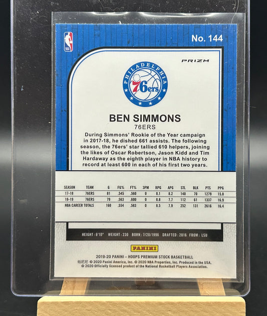 2019-20 Panini NBA Hoops Premium Purple Disco Parallel Ben Simmons