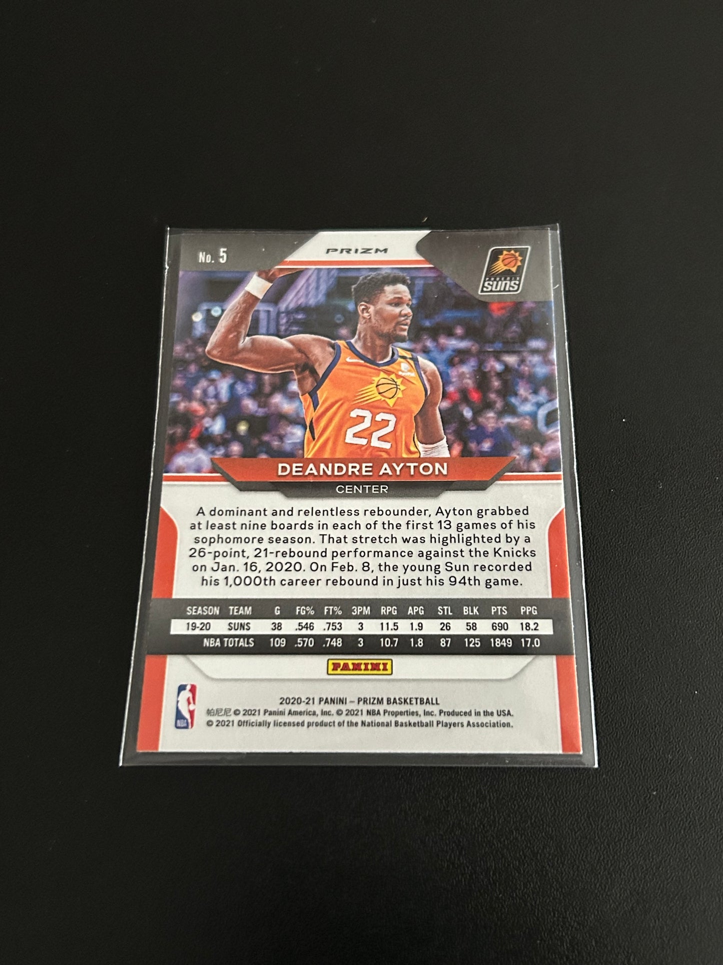 2020-2021 Panini Prizm Basketball Deandre Ayton Pink Cracked Ice