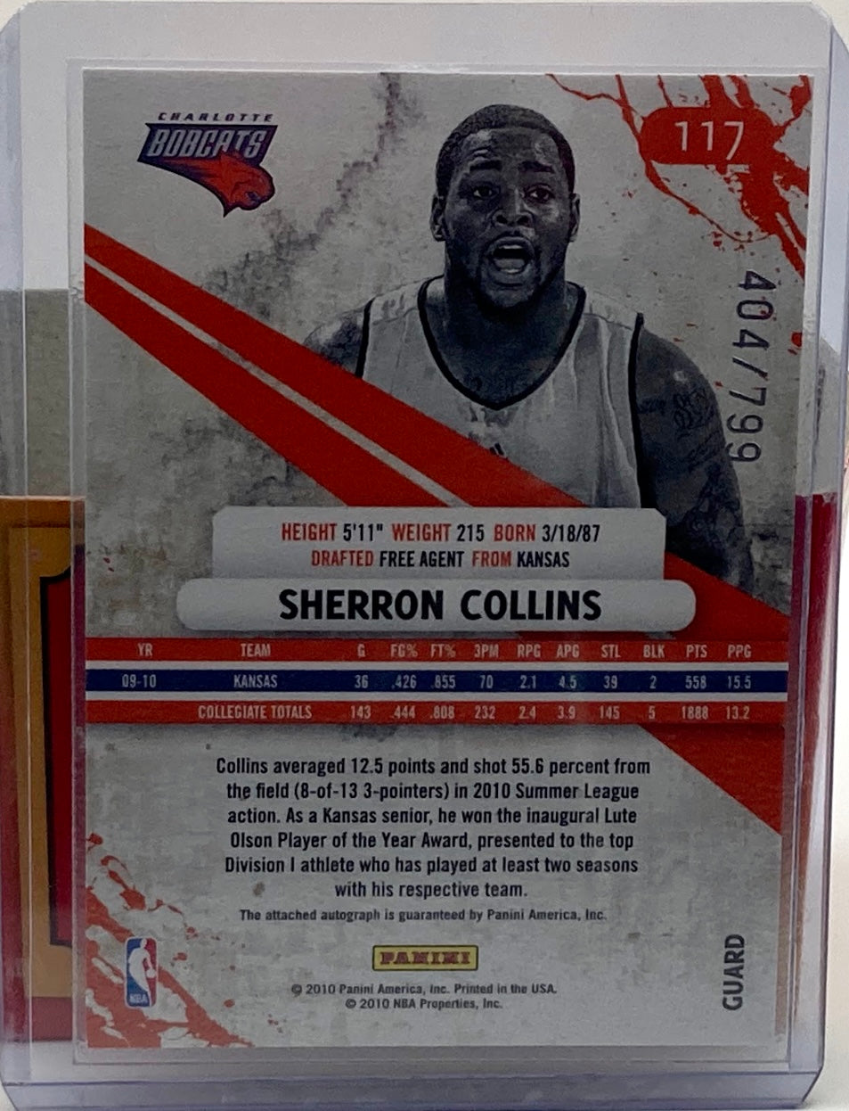 2010 Panini Sherron Collins Autographed And Numbered