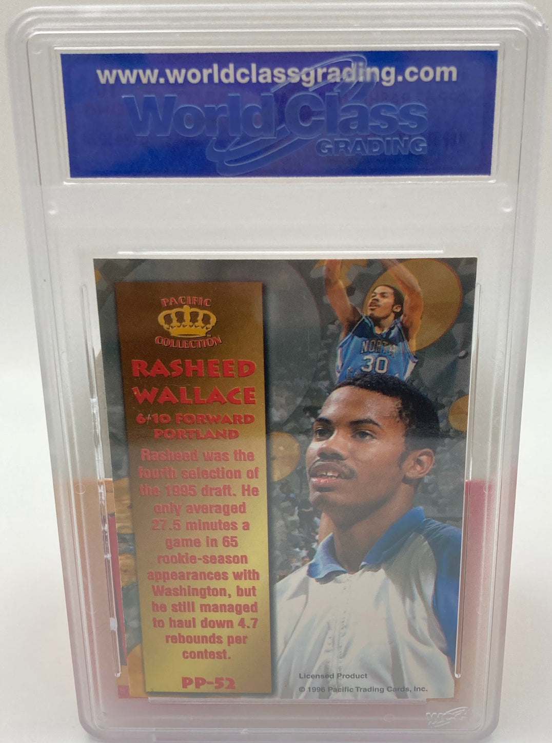 1996 Pacific Collection Rasheed Wallace Graded by WCG