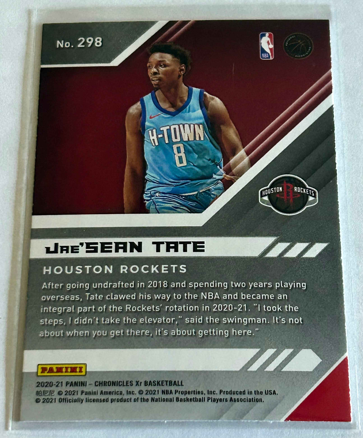 2020-2021 Jae’Sean Tate Chronicels XR Draft Picks Green Parallel Rookie Card