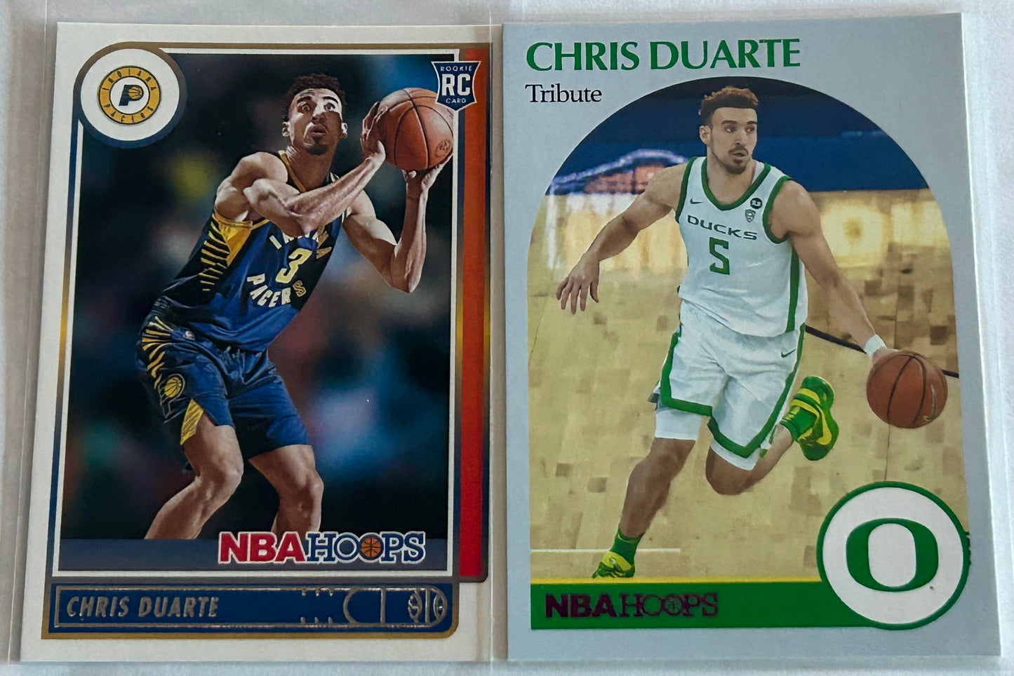 2021 Panini Chris Duarte two card lot with pink parallel