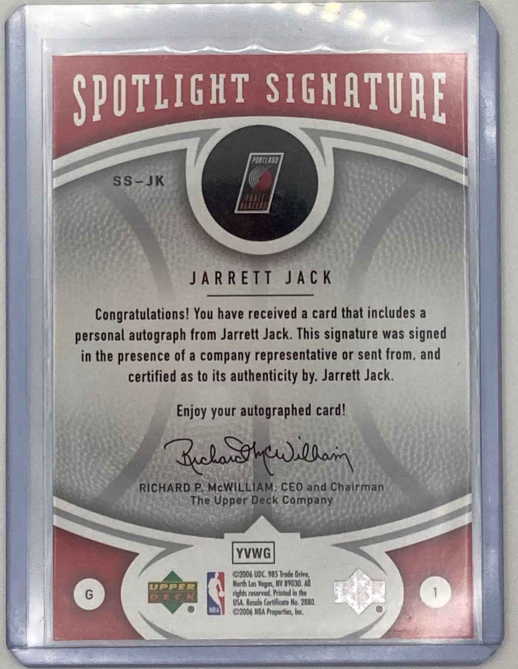 2006 Upperdeck Jarrett Jack Autographed