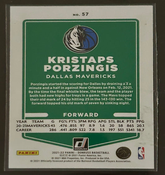 2021-2022 Panini - Donruss Basketball Kristaps Porzingas Green and Yellow Pulsar Parallel