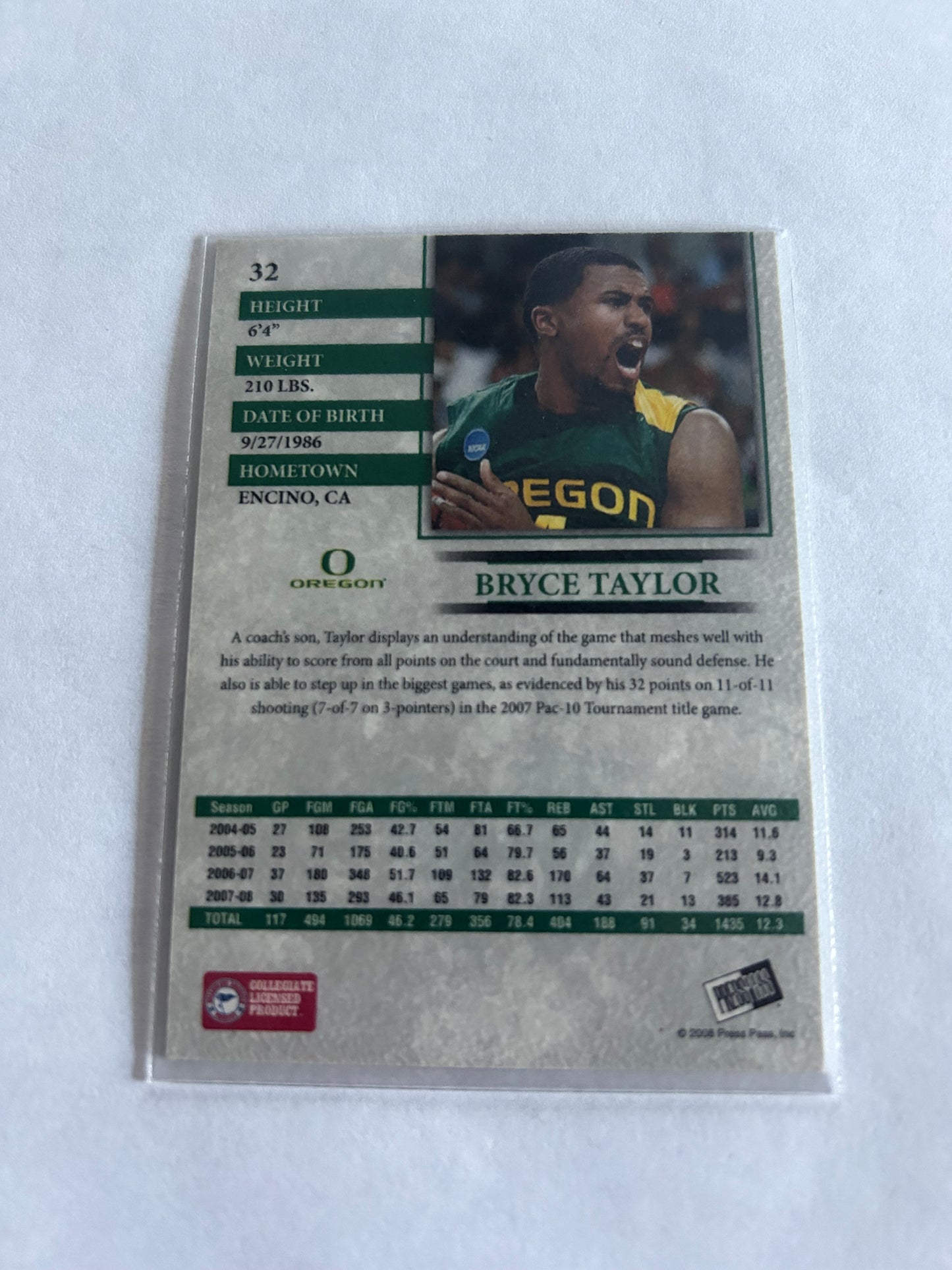 2008 Press Pass Bryce Taylor #/100