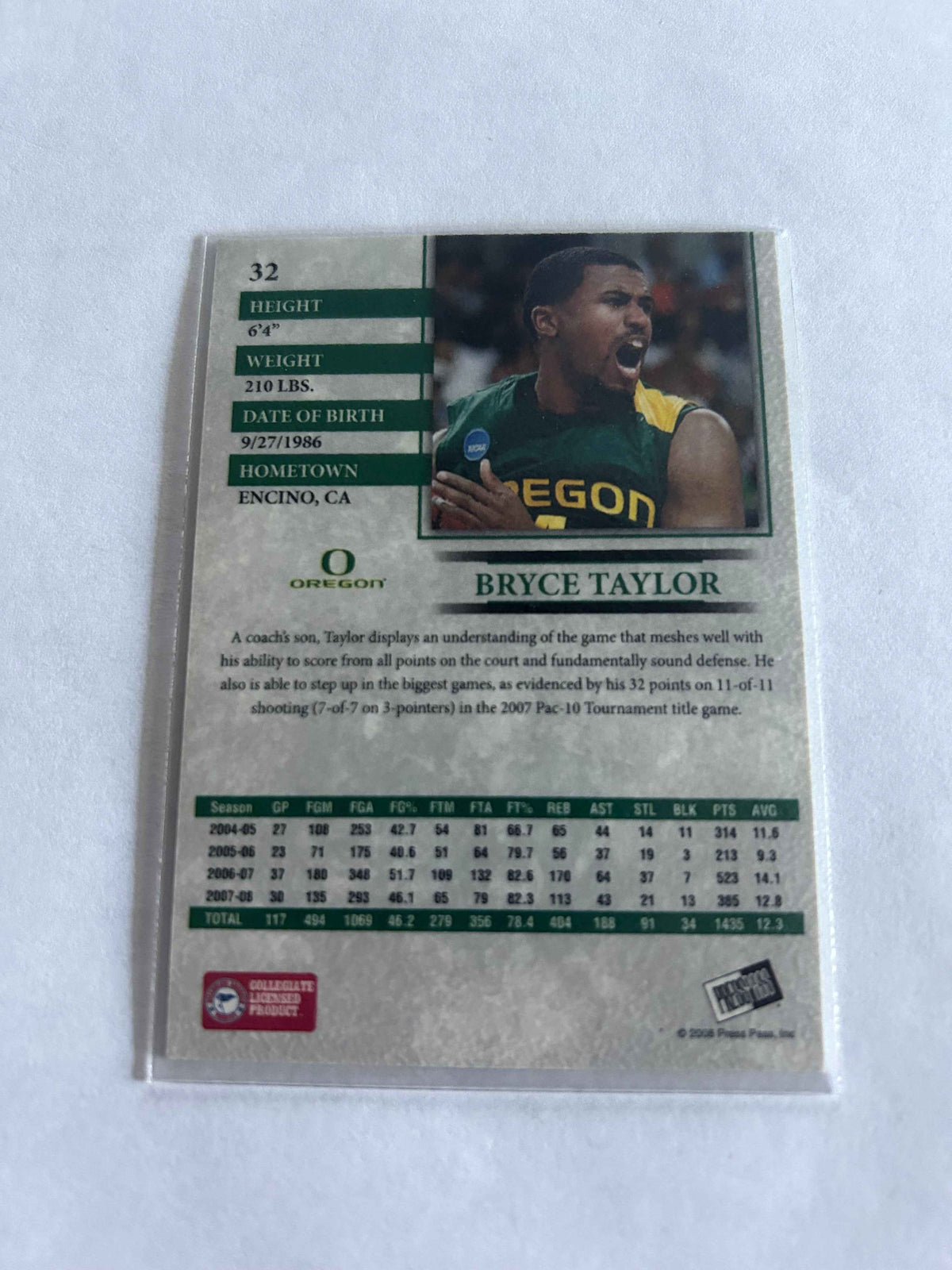 2008 Press Pass Bryce Taylor #/100