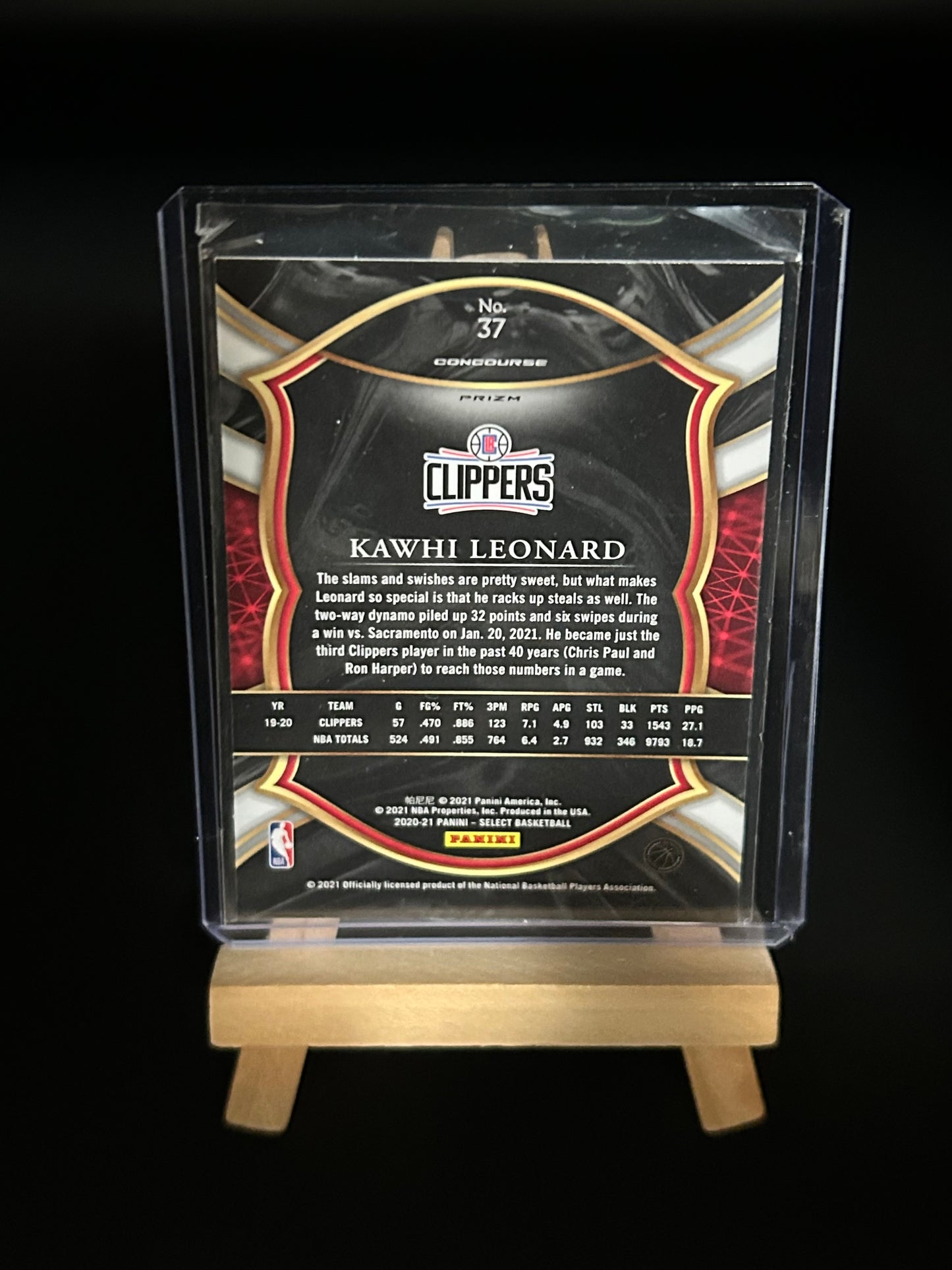 2020 Panini Select Red White Orange Shimmer Kawhi Leonard