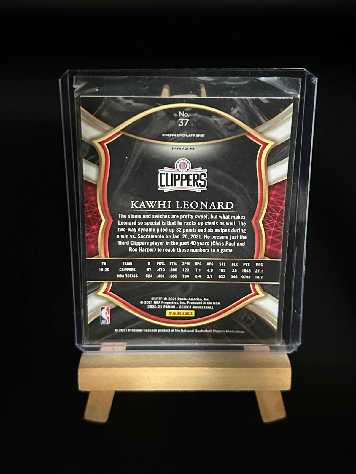 2020 Panini Select Red White Orange Shimmer Kawhi Leonard