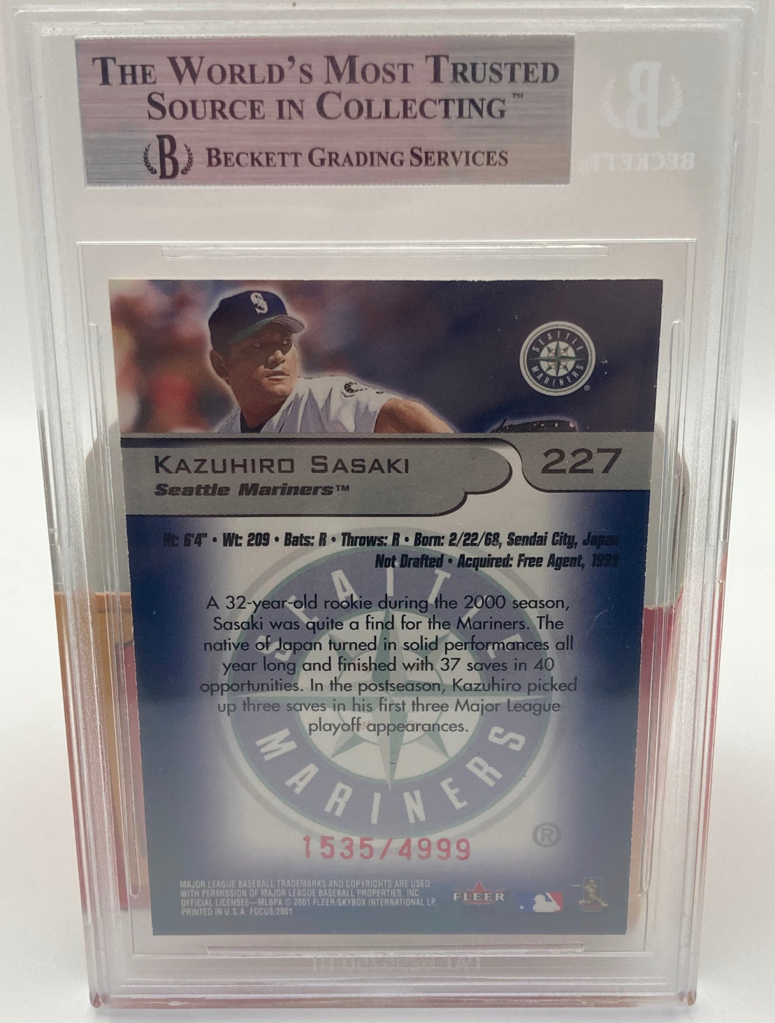 2001 Kazuhiro Sasaki Numbered and Graded