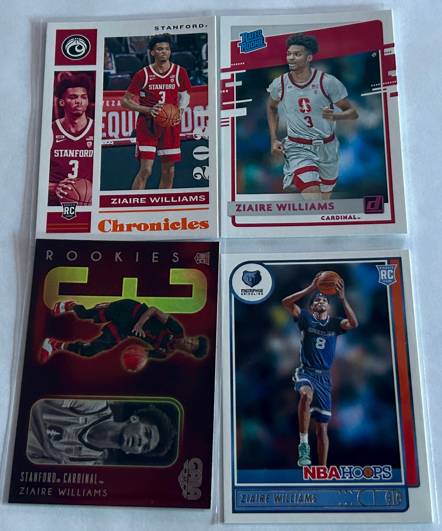 2021 Ziaire Williams Panini Four card lot with two Parallels