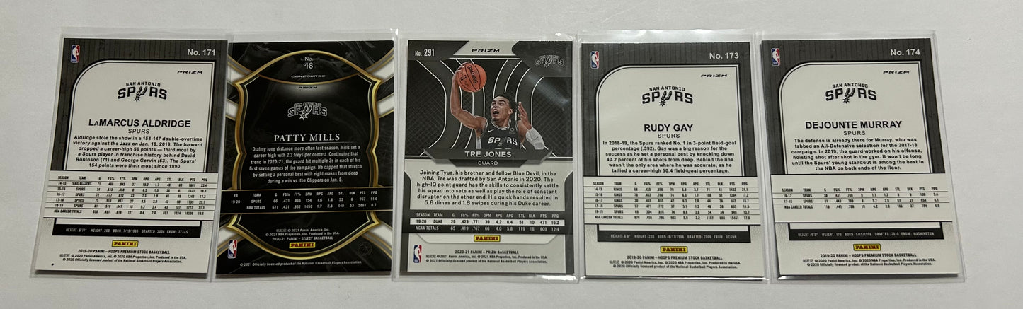 San Antonio Spurs 5 Card Parallel Basketball Lot #4