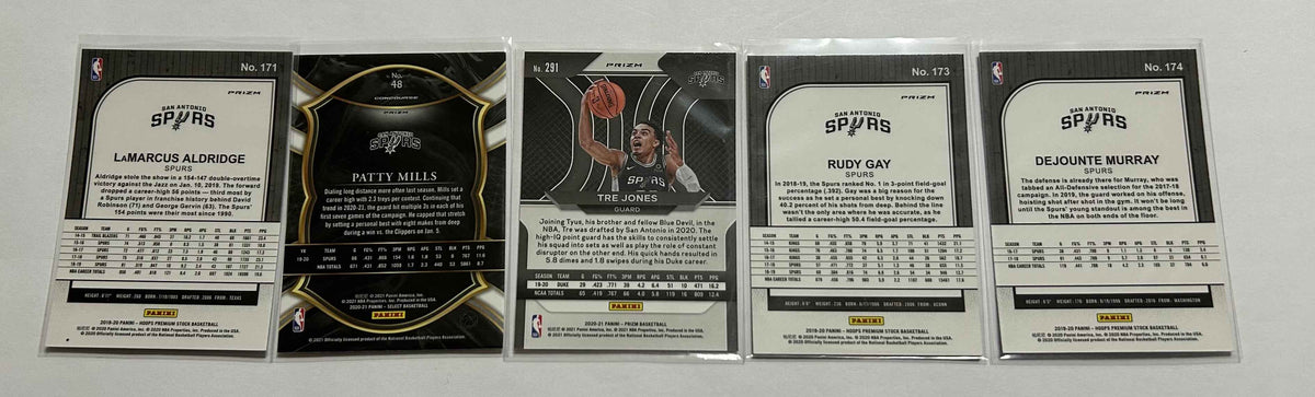 San Antonio Spurs 5 Card Parallel Basketball Lot #4