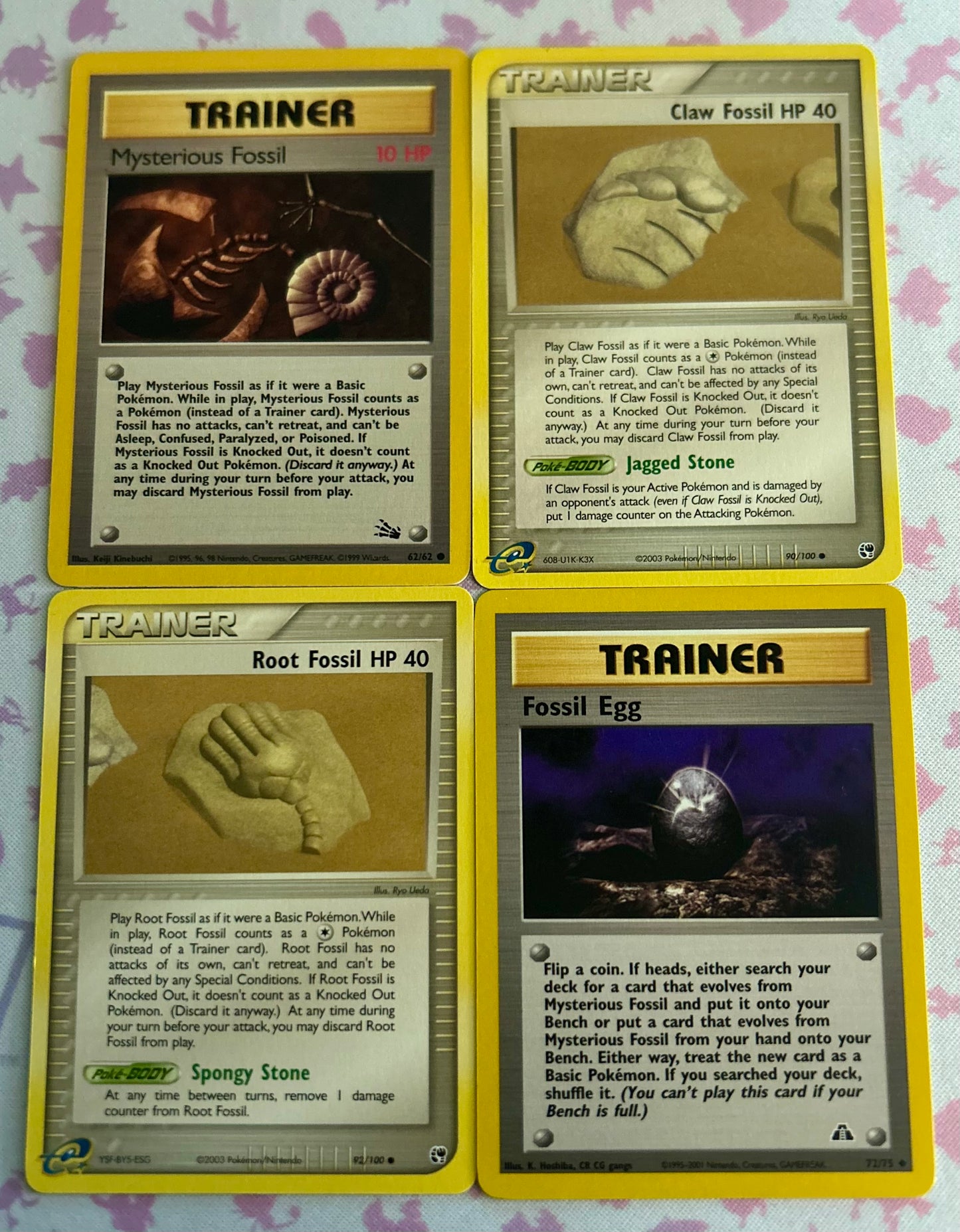 4 Card Pokemon Card lot with Fossil in the name.