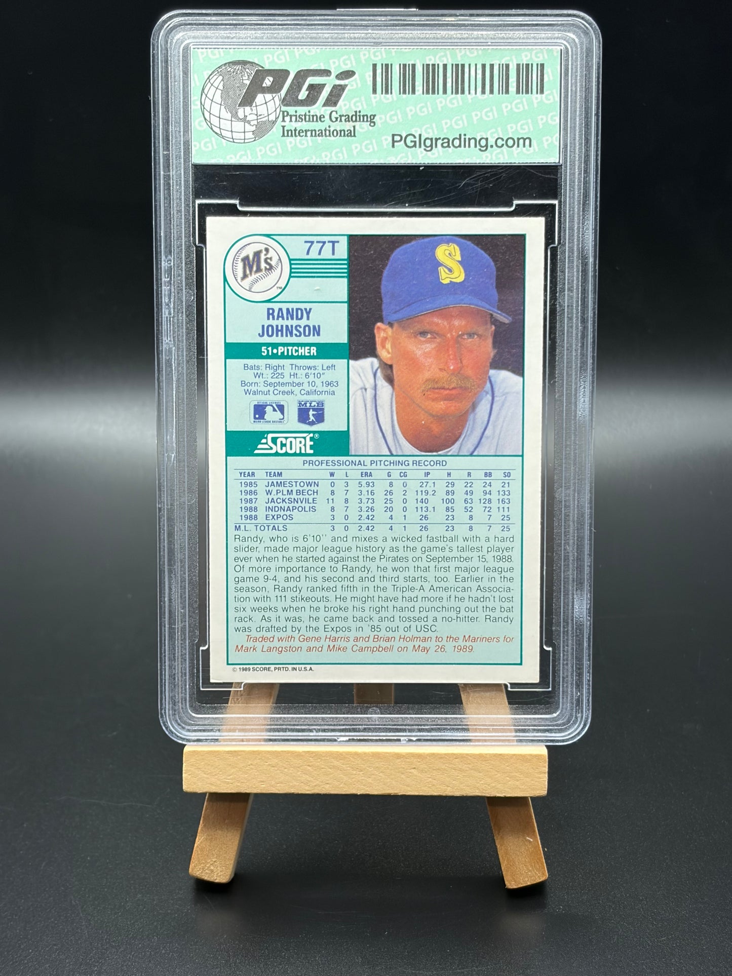 1989 Score Seattle Mariners Randy Johnson Graded PGI