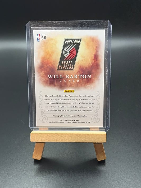 Panini Brilliance Basketball 2012/2013 Will Barton Signed