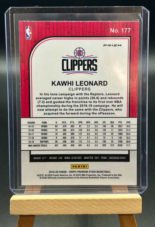 2019-20 Panini NBA Hoops Premium Purple Disco Parallel Kawhi Leonard