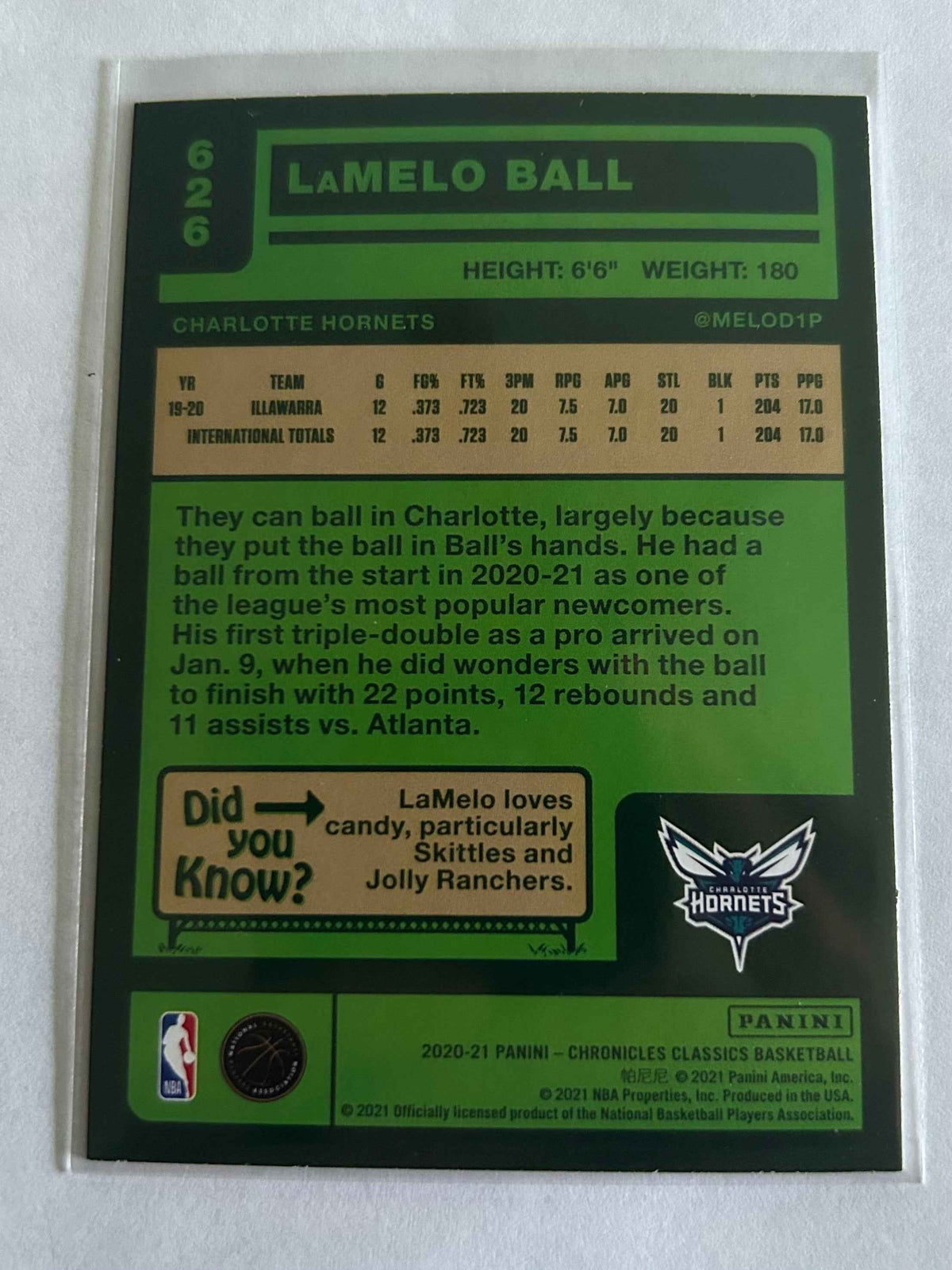 2020-2021 Panini Chronicles Classic Basketball RC Lamelo Ball