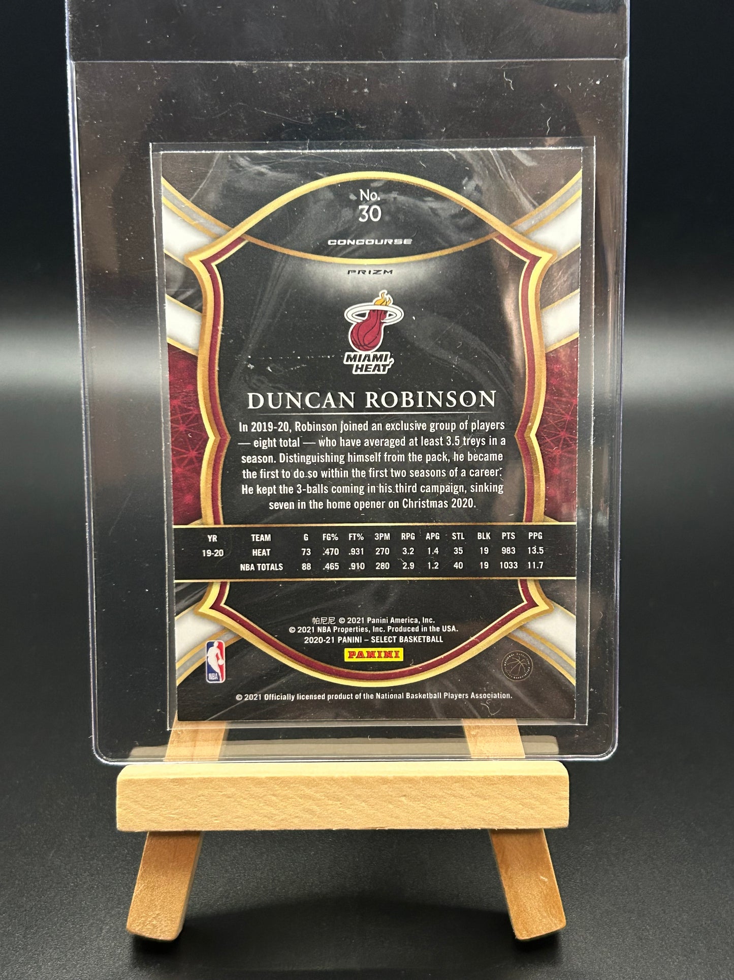 2020 Panini Select Red White Orange Flash Duncan Robinson