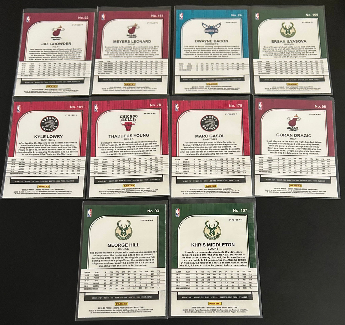 2019-2020 10 Card Parallel Hoops Premium Stock Basketball Card Lot