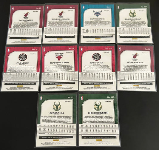 2019-2020 10 Card Parallel Hoops Premium Stock Basketball Card Lot