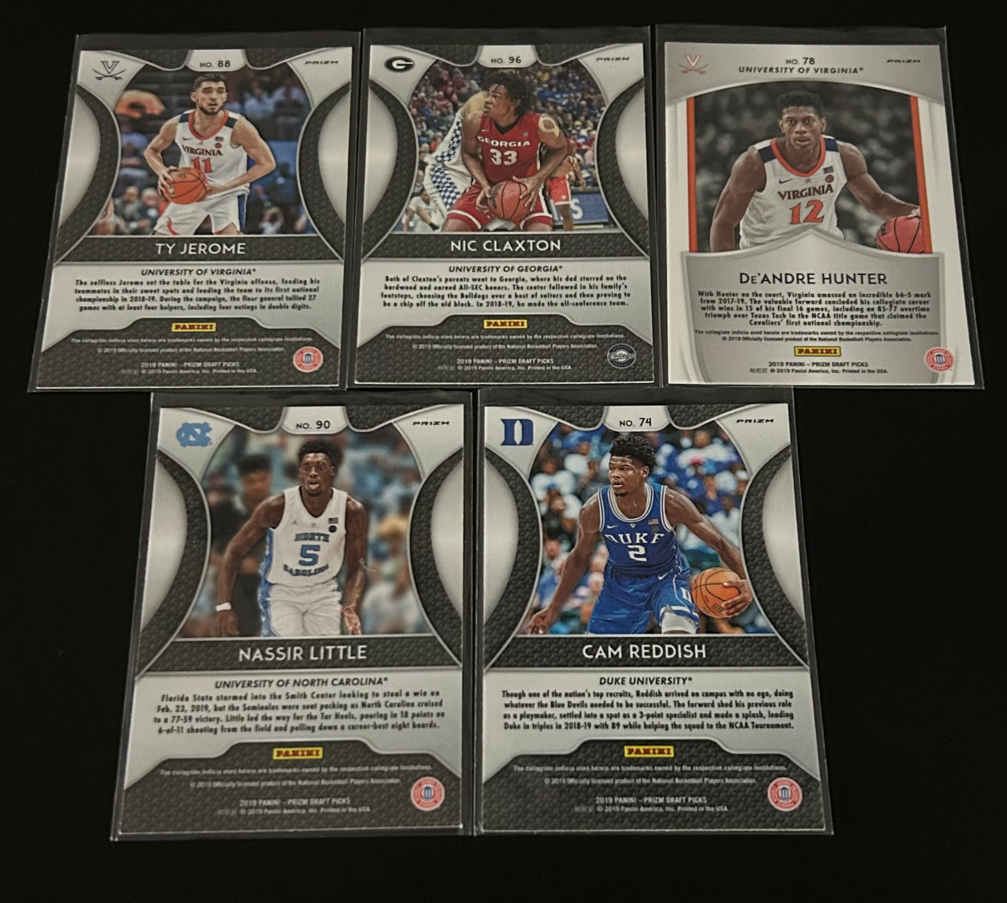 2019 Panini Prizm Draft Picks 5 card Blue Parallel lot