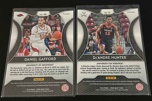 2019 Panini Prizm Draft Picks. Deandre Hunter and Daniel Gafford Purple Parallels.