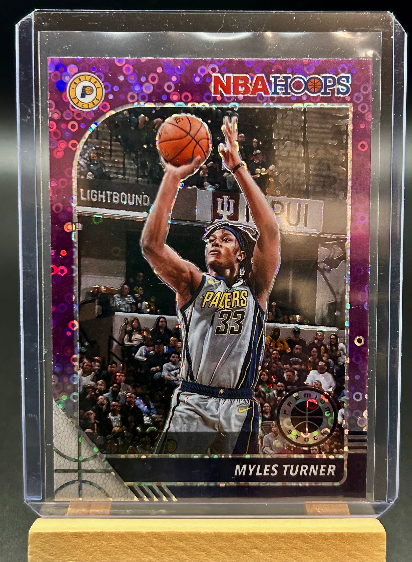 2019-20 Panini NBA Hoops Premium Purple Disco Parallel Myles Turner