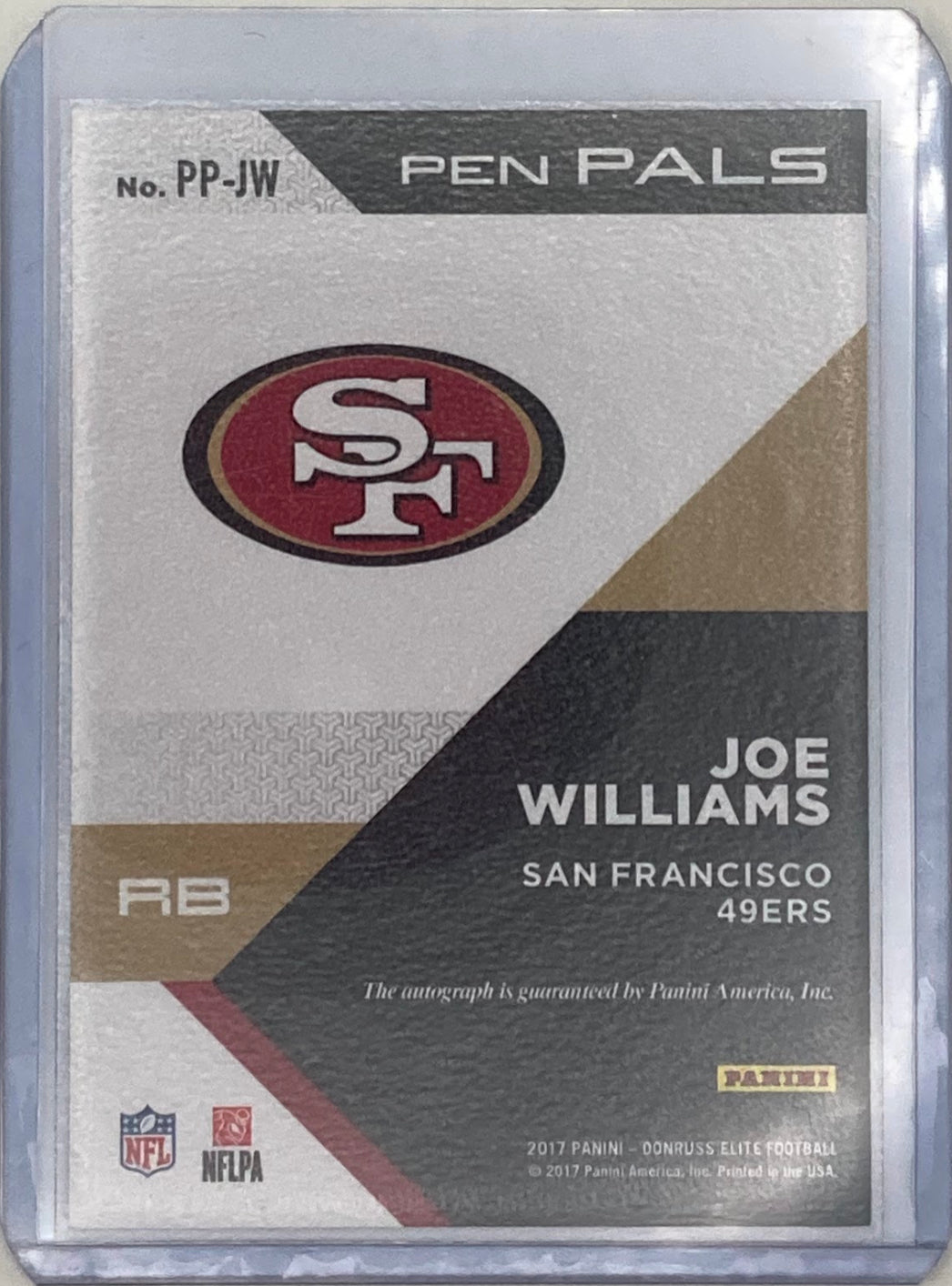 2017 Donruss Elite Football Joe Williams Autographed.
