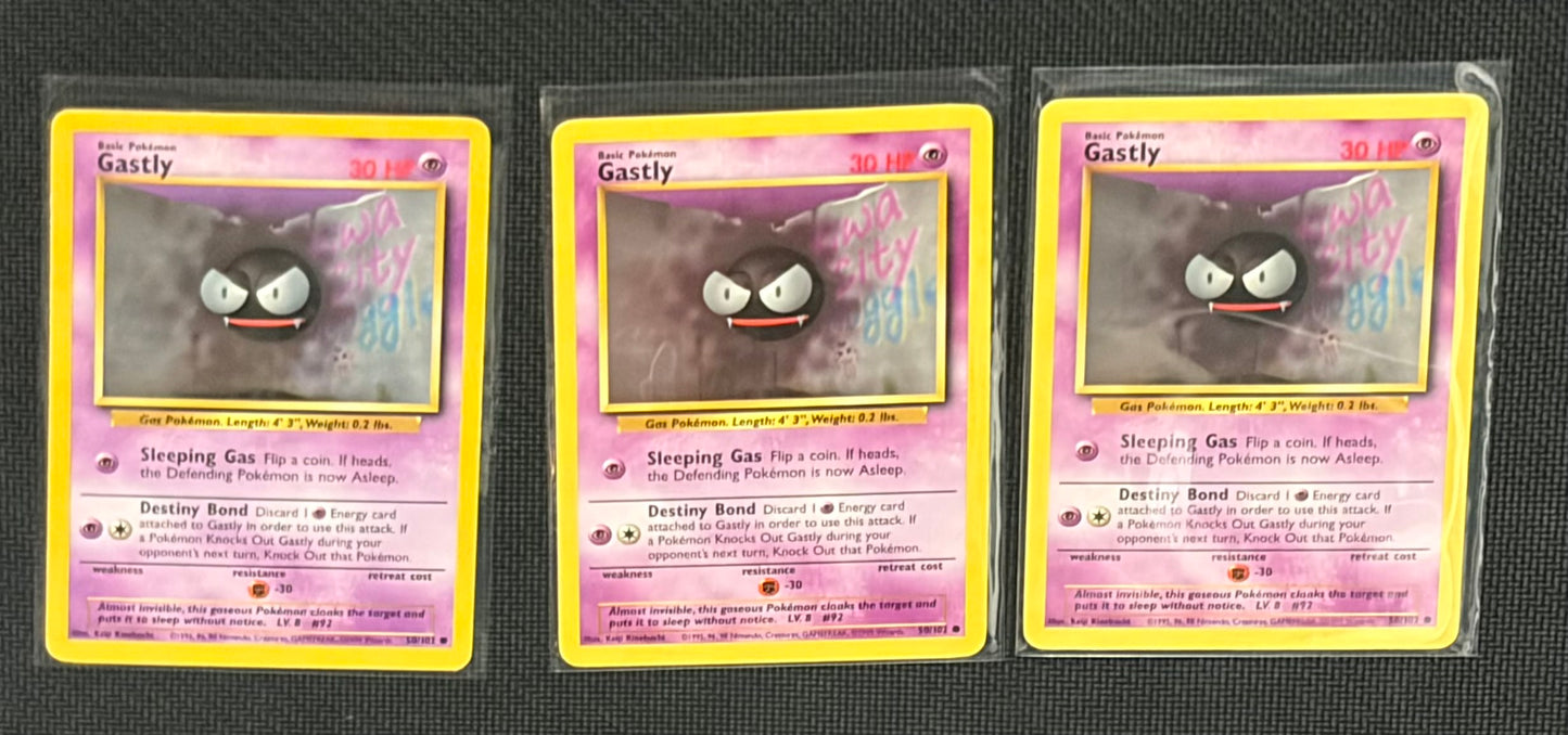 Gastly- Base Set (BS) Common 3 card lot LP