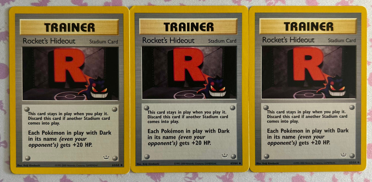 3 Card Rocket’s Hideout Neo Revelation lot.