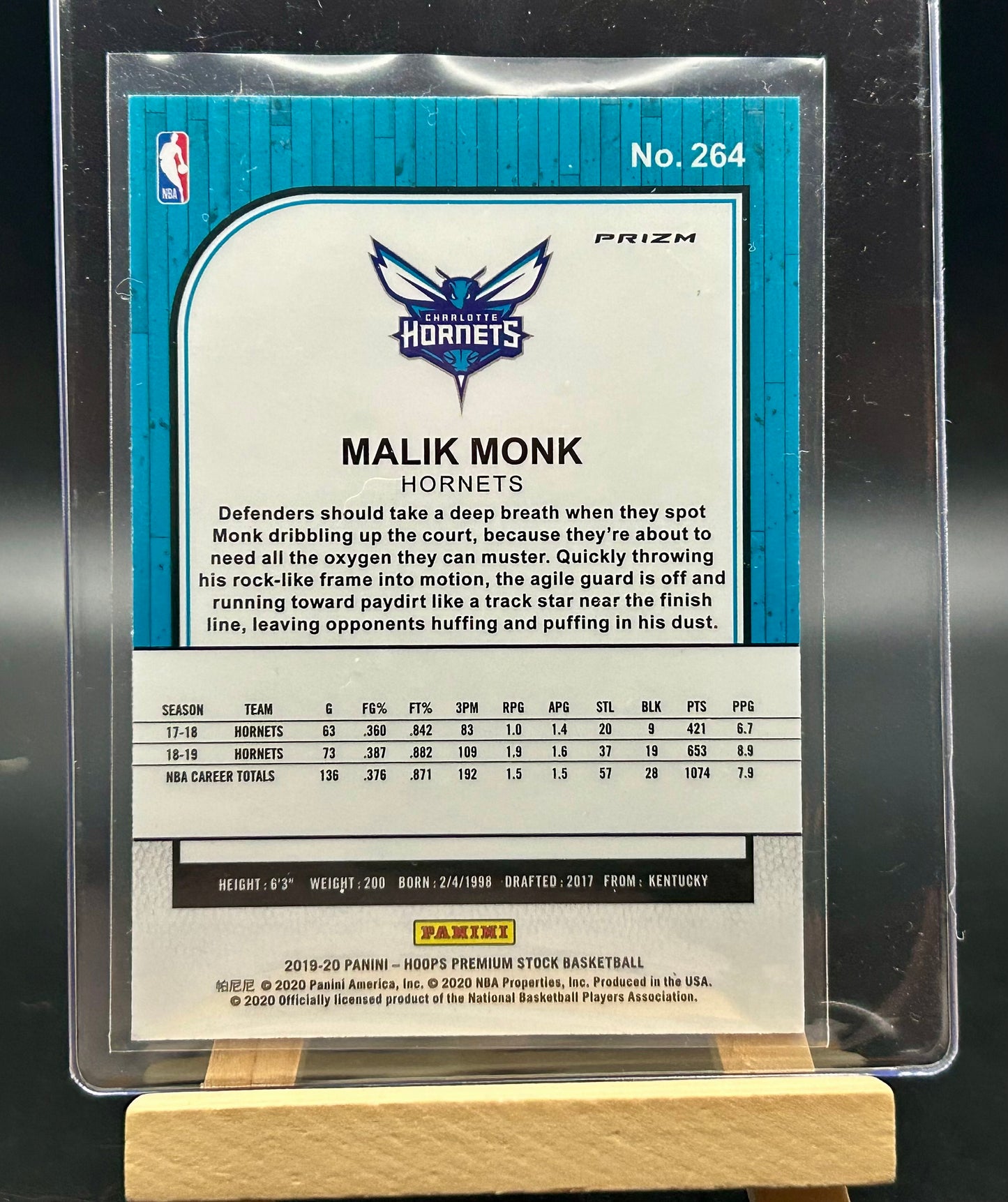 2019-20 Panini NBA Hoops Premium Purple Disco Parallel Malik Monk