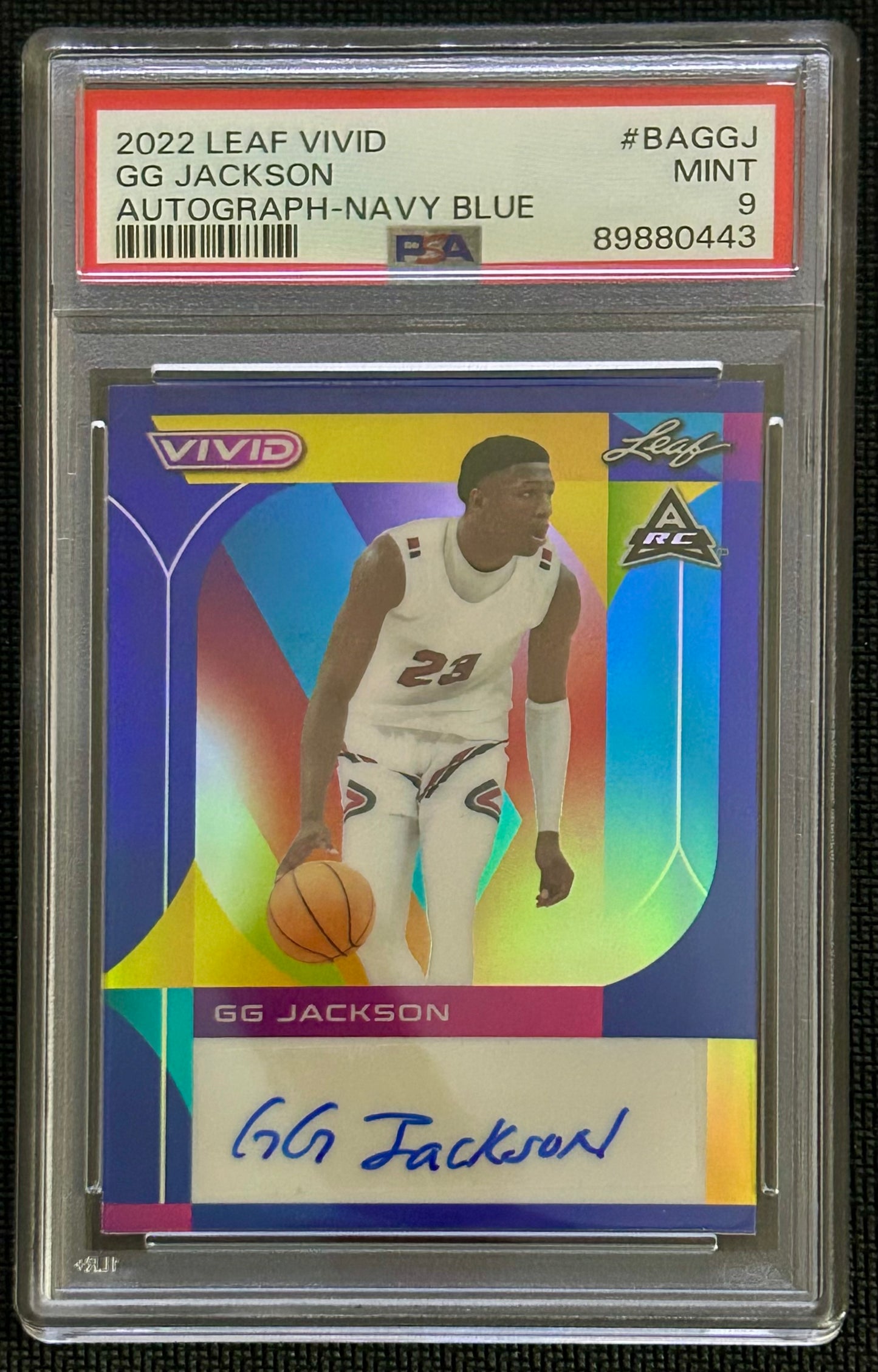 2022 Leaf Vivid GG Jackson auto Navy Blue PSA 9