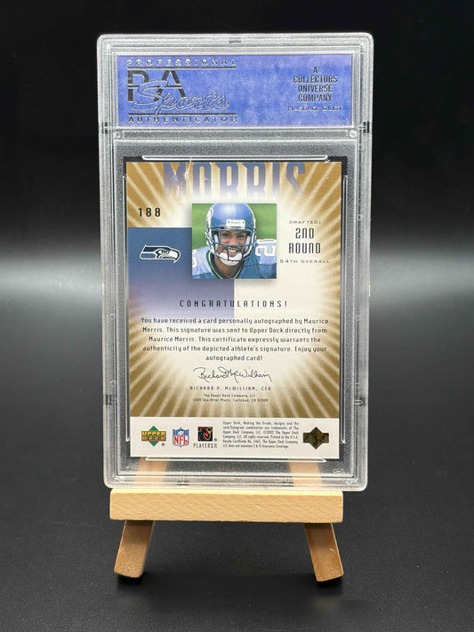 2002 Maurice Morris Upper Deck RC Numbered and autographed PSA Graded 9